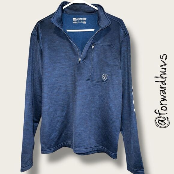 Ariat Men’s Performance Fleece 1/4 Zip Pullover – Indigo Heather – Medium - Picture 5 of 10